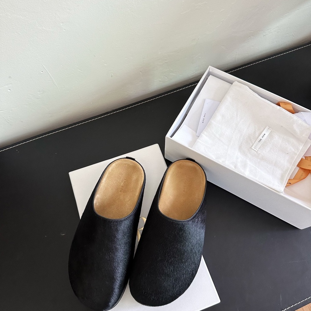 The Row Black Women's Slip-On Mule Shoes - Minimalist Comfort